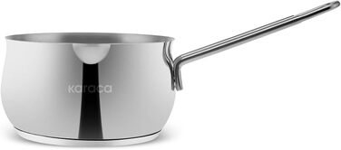 Набір індукційного посуду преміум-класу Karaca Emirgan з 8 предметів, сріблясто-червоний, міцний набір індукційного посуду, підходить для всіх типів плит, скляна кришка, каструлі та сковорідки, які можна мити в посудомийній машині (13 предметів - срібляст