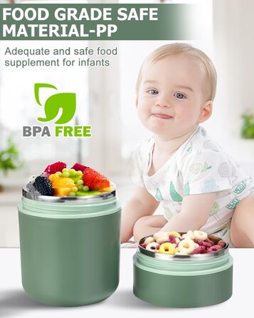 Стаканчик для пластівців 710 мл із складаною ложкою, зелений Nuxory