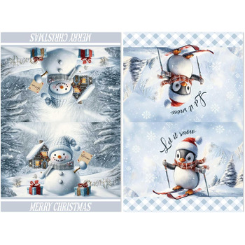Набір з 2 різдвяних кухонних рушників 40 x 60 см, Сніговик та Пінгвин Gosknor