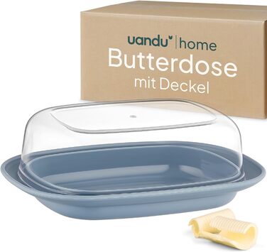 Маслянка з пластиковою кришкою, Масляниця з кришкою, Маслянка для посудомийної машини, Коробка для масла, Контейнер для масла, Маслянка, Банка для масла, Маслянка - Синя x2 (Синій)