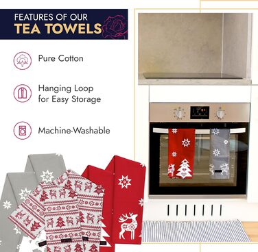 Набір з 2 різдвяних кухонних рушників Christmas Nordic 50 x 70 см червоний Ragged Rose