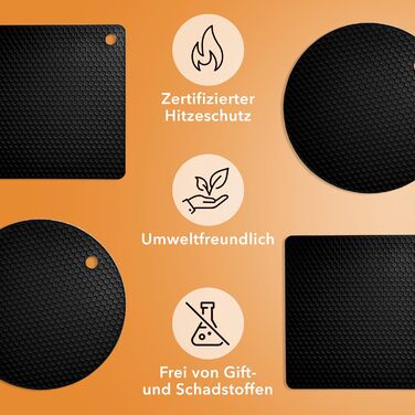 Силіконові підставки під гаряче 4 шт чорні AVANA