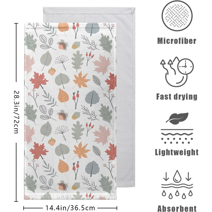 Різдвяні кухонні рушники Kwlegh, рушник для рук, різдвяна ялинка, цукерка-тростина, сніжинка, рушник для пальців, набір з 2 шт. , милий чоловічий банний рушник, високопоглинаючі рушники, 36 x (осіння рослина)