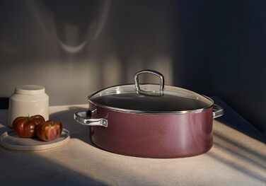 Жаровня овальна 36 см зі скляною кришкою, рожева Fusiontec Mineral WMF