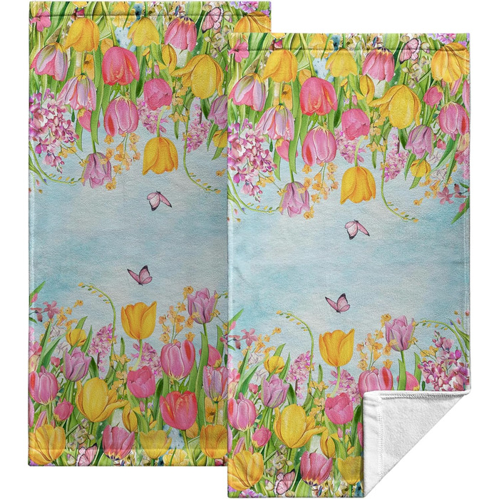 Різдвяні кухонні рушники Kwlegh, рушник для рук, різдвяна ялинка, цукерка-тростина, сніжинка, рушник для пальців, набір з 2 шт. , милий чоловічий банний рушник, високопоглинаючі рушники, 36 x (тюльпан і метелик)