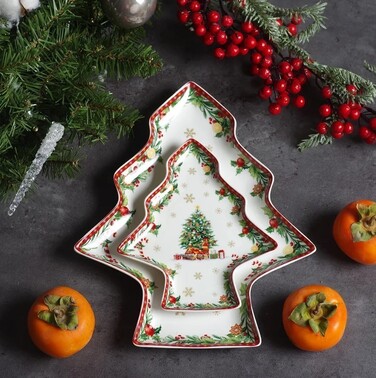 Блюдо Fissman NEW YEAR 19,5х16,5 см фарфор у формі ялинки (13816)