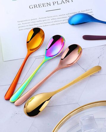 Набір з 8 десертних ложок 15 см, нержавіючої сталь, різнокольоровий SBOMHS