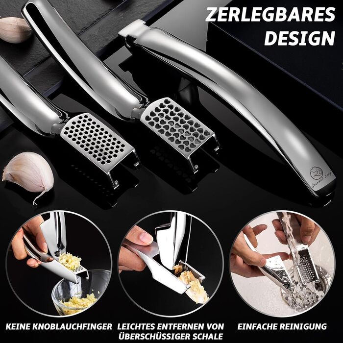 Прес для часнику з нержавіючої сталі для часнику та імбиру Gourmet Easy