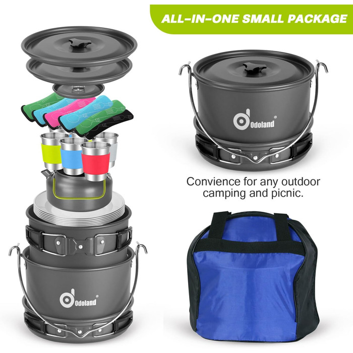 Набор посуды для кемпинга на 6 человек, нержавеющая сталь Odoland