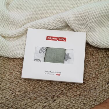 Муслінові серветки GLLQUEN для немовлят, 6 шт. бавовняних серветок для відрижки, 70 см x 70 см, абсорбуючі та дихаючі, ідеально підходять для очищення, витирання та покриття новонароджених (зірка, 3 шт.)