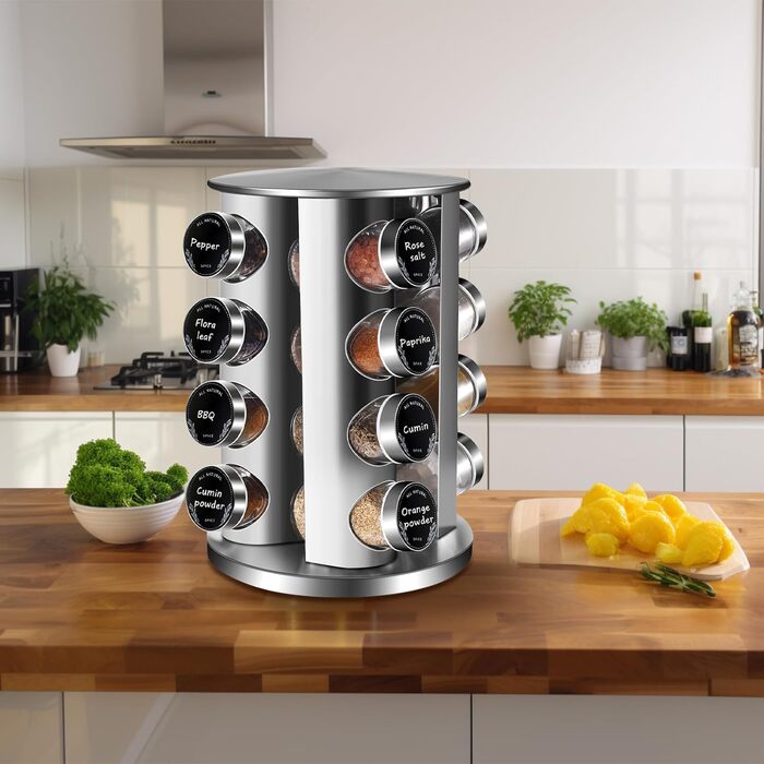 Стойка для специй с 16 круглыми банками для специй Miorkly