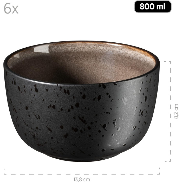 Набор посуды на 6 персон, 18 предметов, серый Niara MÄSER