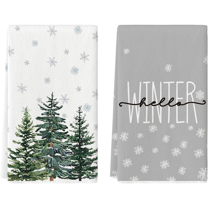 Набір з 2 кухонних рушників, сезонна прикраса Hello Winter, 42x65 см Artoid Mode