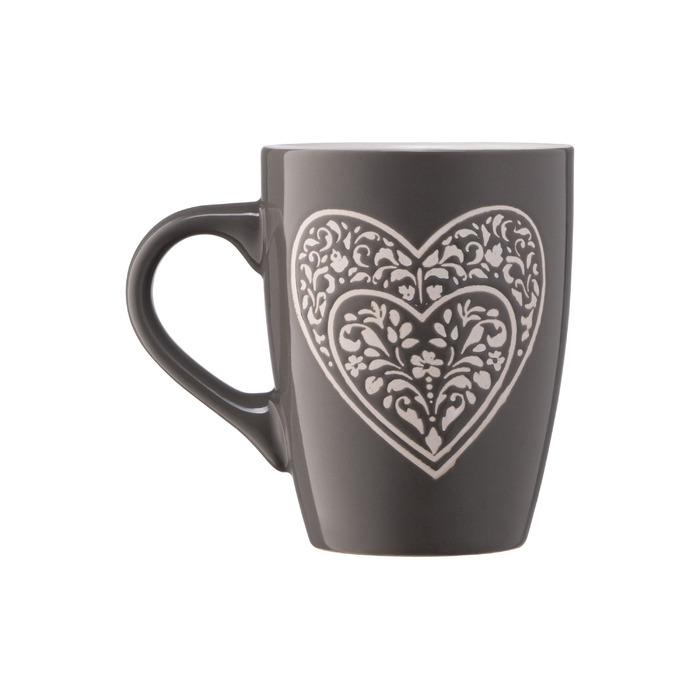 ARDESTO Чашка Heart, 330 мл, темно-сіра, кераміка