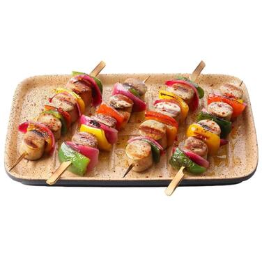 Блюдо для гриля з вертикальною решіткою прямокутне, 33 x 23 x 3,5 см, бежеве / чорне, Lafer BBQ Römertopf