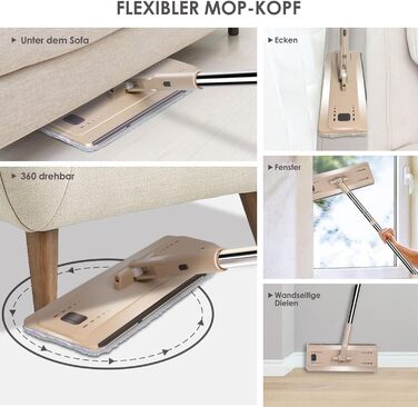 Набір швабр та відром з 6 накладками з мікрофібри коричневий Myiosus