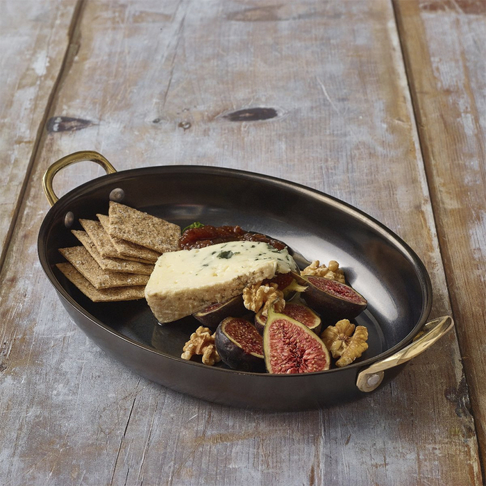 Сковорода для подачи 24.5*17.5 см, 1000 мл, овальная, металлическая, Black Vintage Steel, GenWare