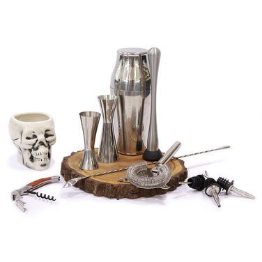 Набір бармена, 10 предметів, сатинована сталь, Urbanbar + ПОДАРУНОК келих TIKI