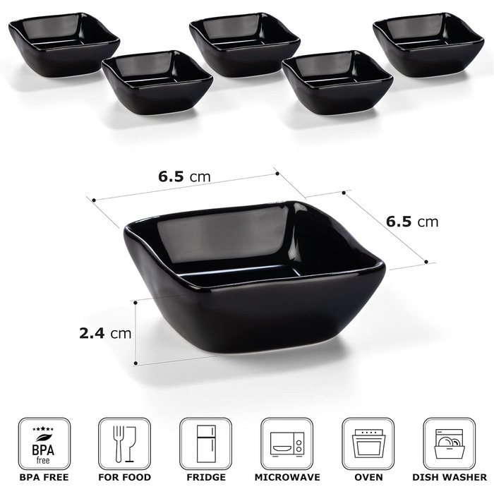 Миски для соусу з порцеляни 6 шт чорний Urban Lifestyle