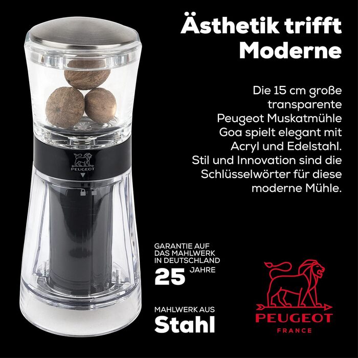 Млин для мускатного горіха Tidore - З відсіком для зберігання - Акрил - Прозорий (15 см)