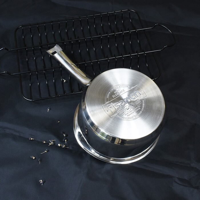 Ківш Fissman ELEGANCE 16x8 см / 1, 6 л зі скляною кришкою (5490)