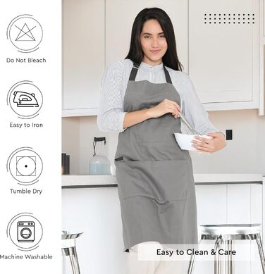 Регульований кухонний фартух з кишенями 68 x 85 см сірий Encasa XO