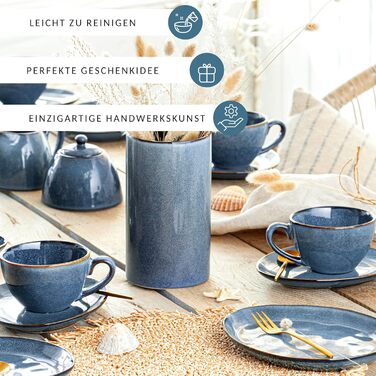 ПЕВЕЦ Набор кофейных чашек с блюдцем Darwin 8 шт., кофейный сервиз, посуда на 4 персоны, керамическая чашка для кофе, чая, какао, кофейная чашка ручной работы с блюдцем, сейф для посудомоечной машины, набор кружек Набор кофейных чашек 300 мл 8 предм.