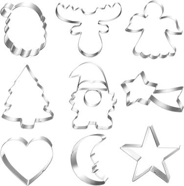 Різдвяні формочки для печива, набір формочок для печива гном Санта Клаус, формочка для печива з нержавіючої сталі у формі лося, формочка для печива з 4 головами лося, подарункові формочки для печива для випікання помадних тортів (барвиста тема A6)