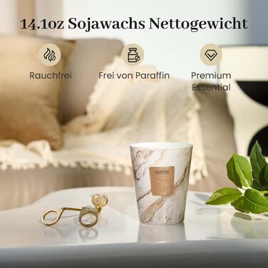 Велика ароматична свічка M&SENSE Чорні ароматичні свічки у склянці Ароматизована свічка з натурального соєвого воску Розслаблююча ароматерапія Подарунок для жінок та чоловіків, Різдво Час горіння 75 годин та 2 ґноти (Black Air, 400 г)