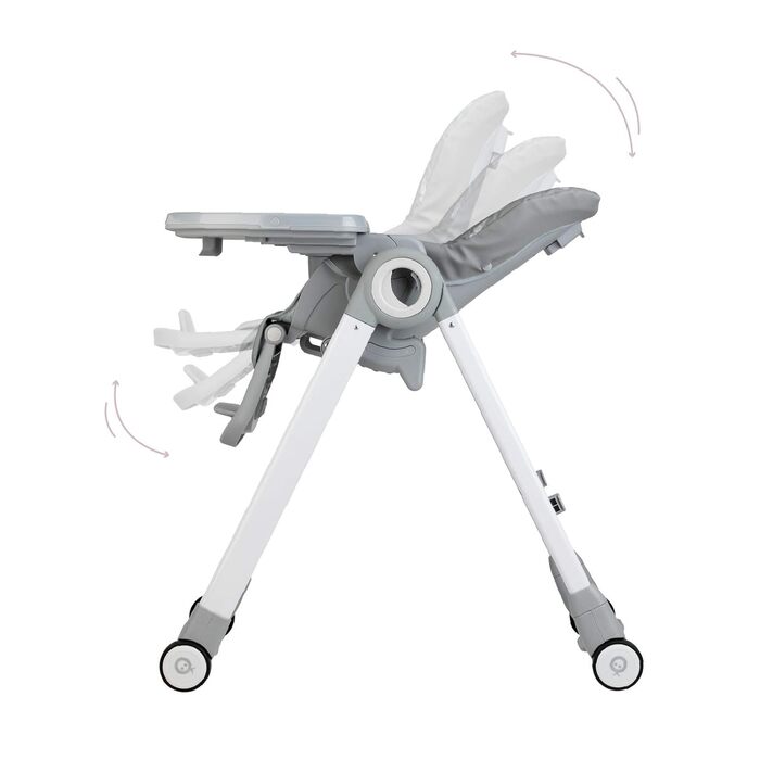 Детский стульчик для кормления с 4 колесами и функцией тормоза от 6 месяцев светло-серый Momi