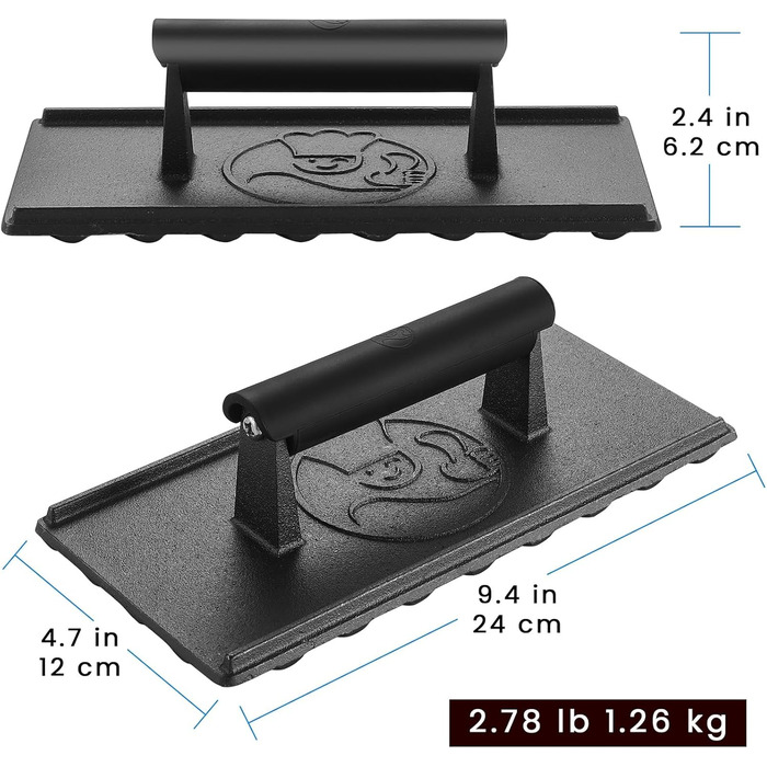 Г Розбивачка для бургерів з термостійкою ручкою Прес для бургерів, який можна мити в посудомийній машині Професійний прес для пиріжків ідеально підходить для смаження м&39яса на грилі Прес для бургерів Smash (чавунний прес для гриля), 839