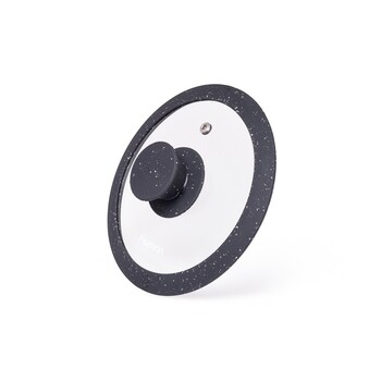 Кришка Fissman 16 см ARCADES з 'мармуровим' силіконовим обідком колір чорний скло (19900)