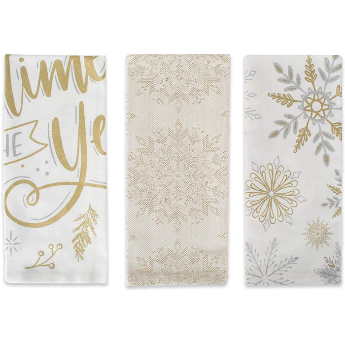 Набір з 3 декоративних кухонних рушників 45,7 x 71,1 см Сніжинки DII
