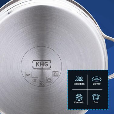 Каструля 10 л з нержавіючої сталі зі скляною кришкою 26 см KHG