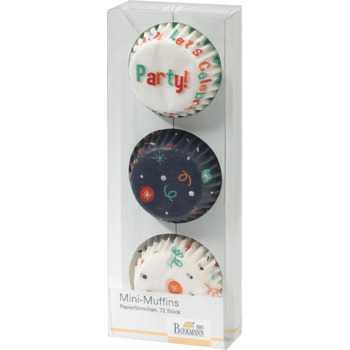 Набір форм для випічки міні-маффинов, 72 шт, 4,5 см, білий / синій, Happy Birthday RBV Birkmann