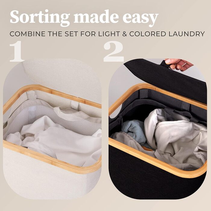 Кошик для білизни з кришкою 2 відділення вузький сірий мішок для білизни - сортувальник білизни ящик для білизни контейнер для білизни збірник для білизни комод для білизни кошик для білизни колектор темно-сірий (100 л, 100 л чорний)