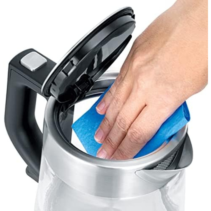 Скляний чайник SEVERIN, потужний і компактний чайник у високоякісному дизайні, електрочайник з фільтром від накипу, нержавіюча сталь/чорний, WK 3468, чайник на 1 літр