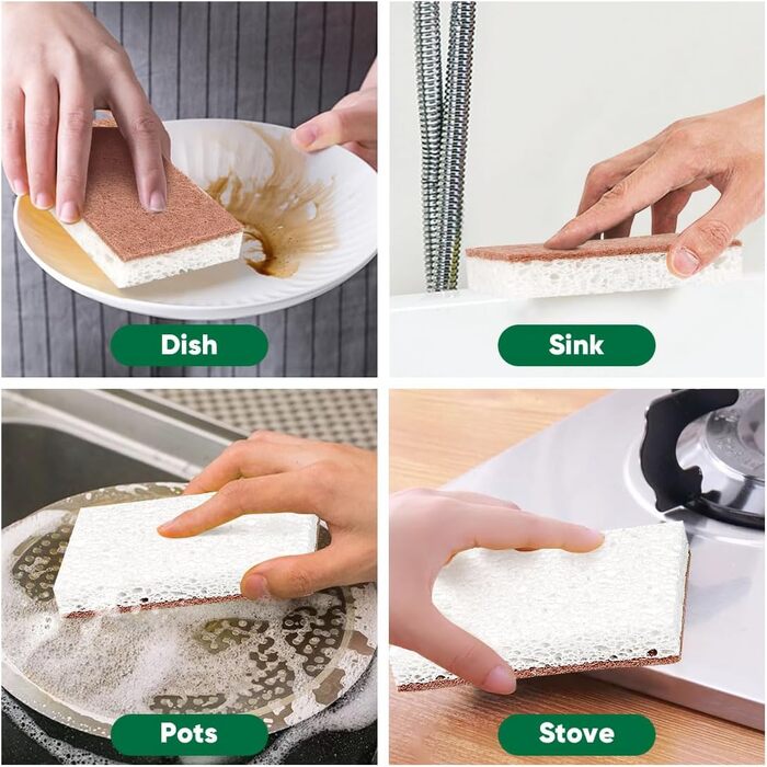 Набір натуральні губки для чищення кухні 24 шт. 10,2 x 6,1 x 2 см HOMEXCEL