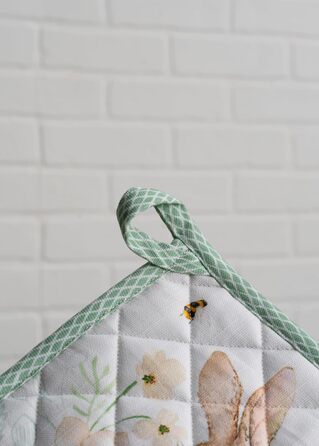 Рукавички для духовки Maison d&39 Hermine, підставки для каструль, 100 бавовна, термостійкі кухонні рукавички, рукавички для духовки (19 см x 33 см) та підставки для каструль (20 см x 20 см) для приготування їжі, Morzine - рукавички для духовки на День по