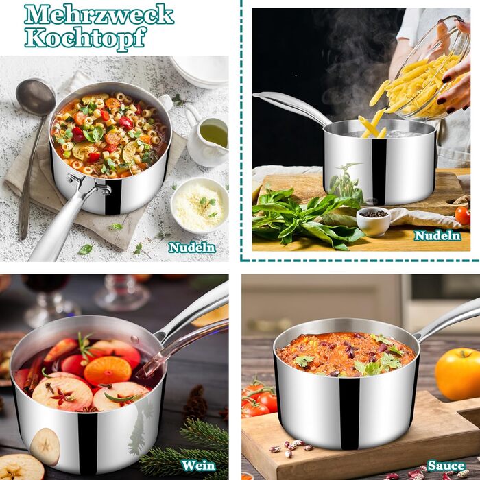 Сотейник 2,7 л з прозорою кришкою 18 см, нержавіюча сталь Homikit