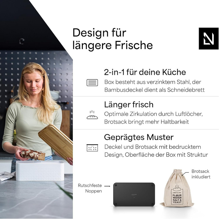 Кошик для хліба чорний 34 x 19,5 x 13,5 см LARS NYSØM