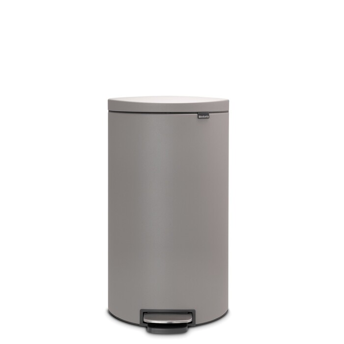 Сміттєвий бак з педаллю 30 л, безшумний мінерально-сірий Flatback + Brabantia