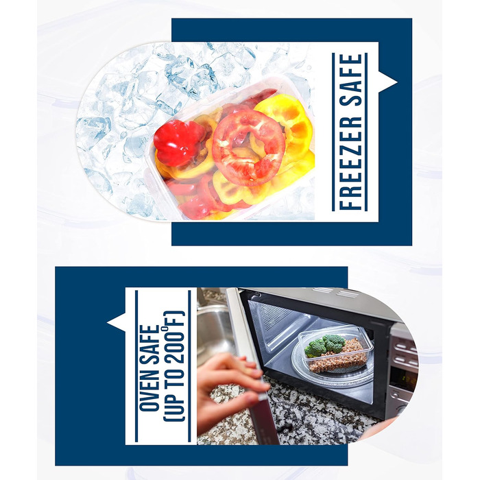 Набір прозорих контейнерів з кришками, 9 предметів, синій KICHLY