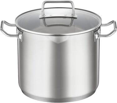 Форма для запікання RSLE EXPERTISO, універсальна ємність для приготування їжі з нержавіючої сталі 18/10, скляна кришка, внутрішня вага, підходить для індукційних плит, можна мити в посудомийній машині, срібляста (24 см, каструля для овочів та супу)