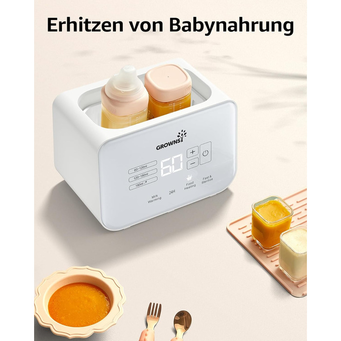 Підігрівач дитячих пляшечок 8 в 1 кремово-білий GROWNSY