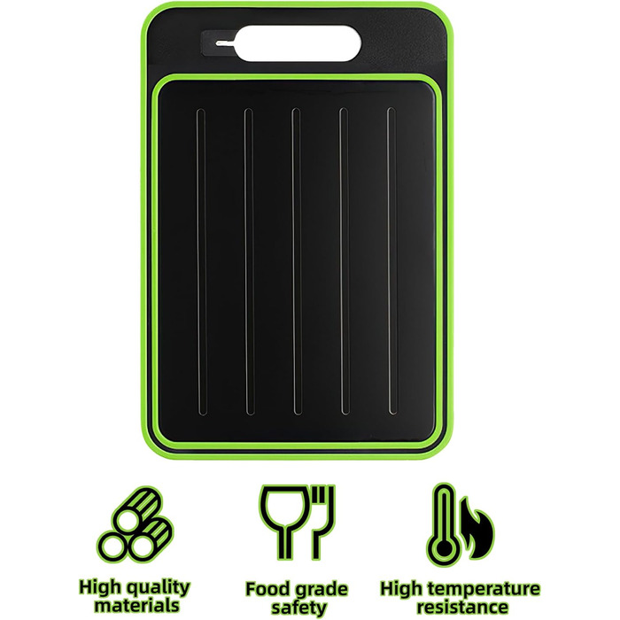 Доска для размораживания и нарезки 31 x 21 см, черный/зеленый UptVin