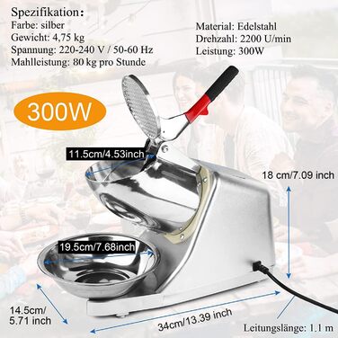 Електричний льодоподрібнювач 300 Вт Tosucs