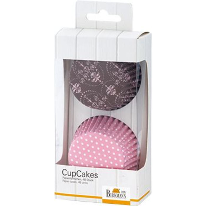 Набір форм для випічки капкейков, 48 шт, 7 см, рожевий / коричневий, La belle Rose RBV Birkmann