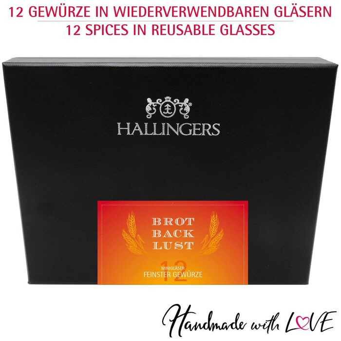 Класичний набір спецій Hallingers - 1 - Подарунковий набір спецій ручної роботи, 12 спецій з усього світу (Набір) - Літній подарунок та ідеальний подарунок для барбекю Подарунок для нової домівки &quotВітання та дружба&quot Класичні спеції., 12 спецій (73
