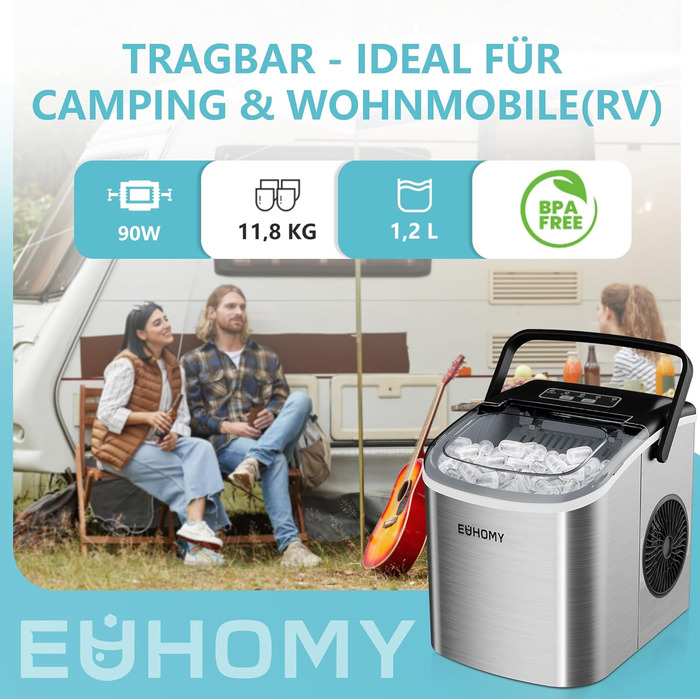 Маленький льдогенератор 1,2 л 90 Вт EUHOMY